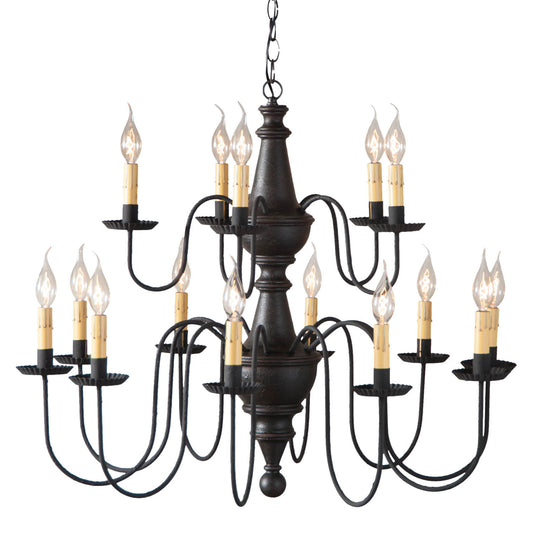 15-Arm Harrison Two Tier Wood Chandelier in Black