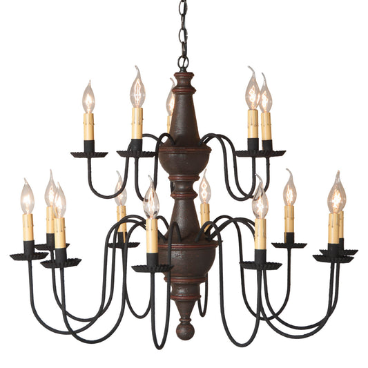 15-Arm Harrison Two Tier Wood Chandelier in Espresso wtih Salem Brick