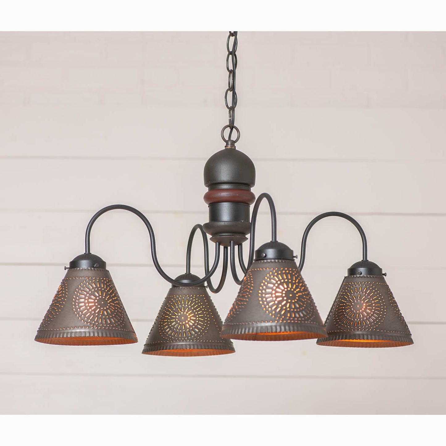 4-Arm Cambridge Wood Chandelier in Rustic Black