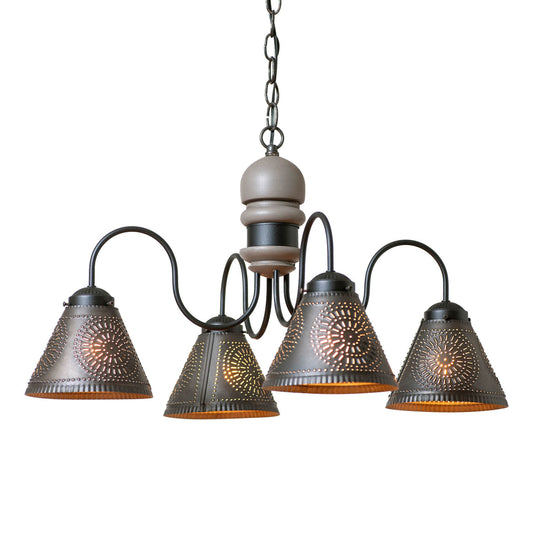 4-Arm Cambridge Wood Chandelier in Earl Gray