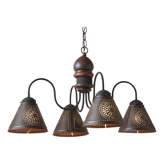 4-Arm Cambridge Wood Chandelier in Americana Espresso