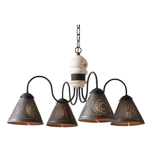 4-Arm Cambridge Wood Chandelier in Americana White