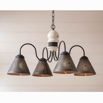 4-Arm Cambridge Wood Chandelier in Americana White