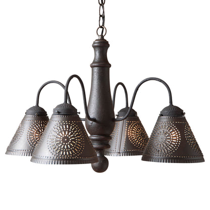 4-Arm Crestwood Wood Chandelier in Americana Black