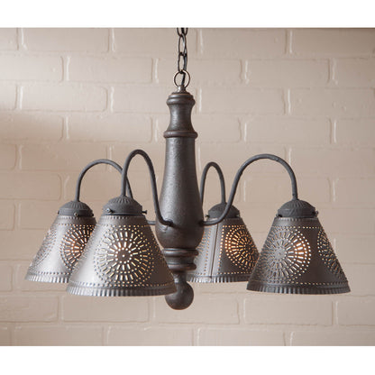 4-Arm Crestwood Wood Chandelier in Americana Black
