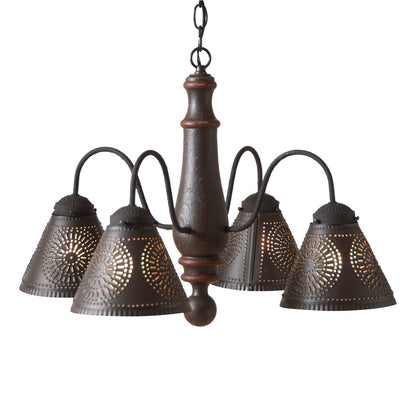 4-Arm Crestwood Wood Chandelier in Americana Espresso