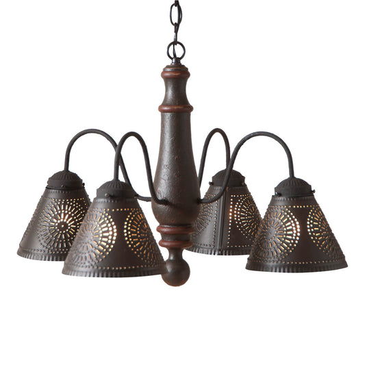 4-Arm Crestwood Wood Chandelier in Americana Espresso