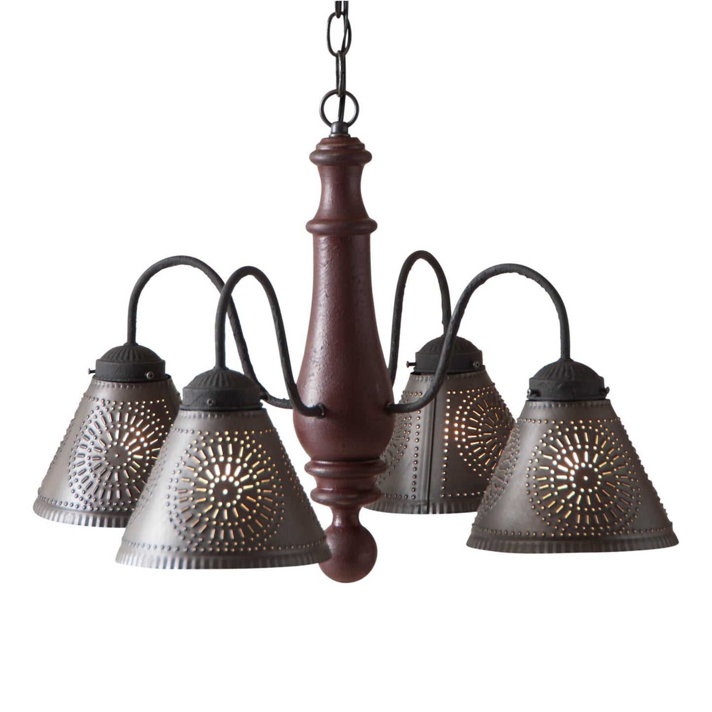 4-Arm Crestwood Wood Chandelier in Americana Red