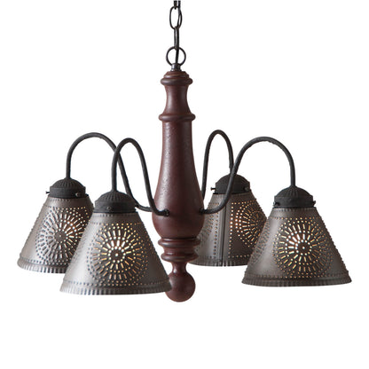 4-Arm Crestwood Wood Chandelier in Americana Red