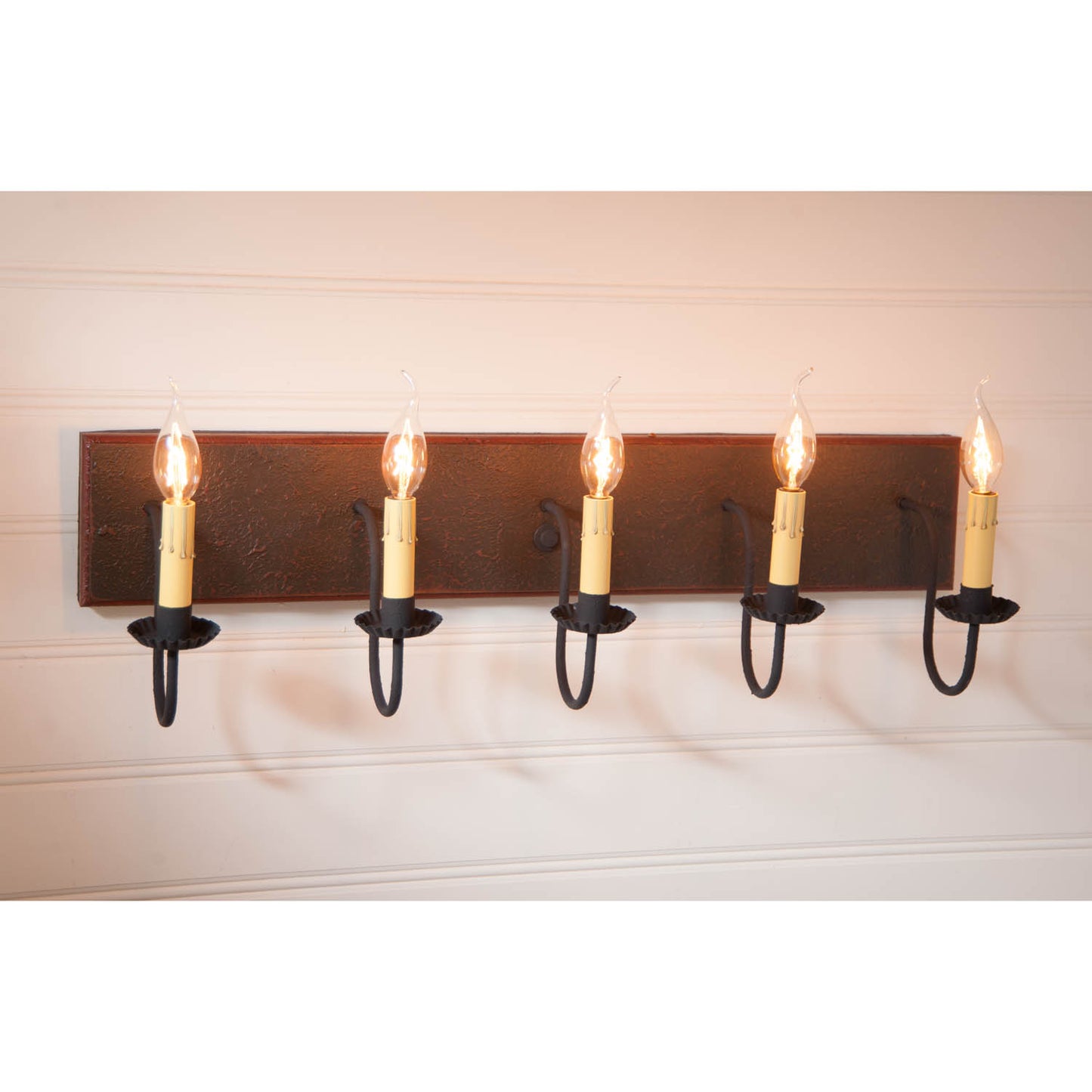 5-Light Vanity Light in Espresso with Salem Brick