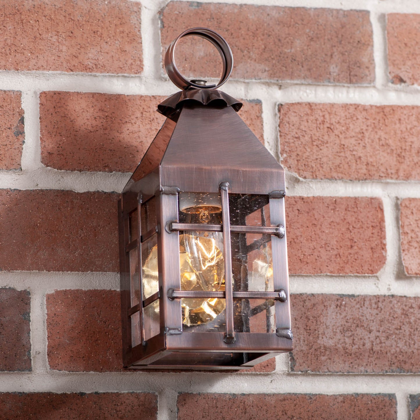 Small Barn Outdoor Wall Light in Solid Antique Copper - 1 Light
