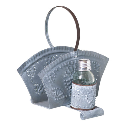 Napkin and Shaker Holder in Weathered Zinc