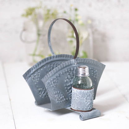 Napkin and Shaker Holder in Weathered Zinc